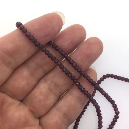 Wholesale January Birthstone-Semi Precious Gemstones,Gemstone Beads-Garnet Micro Faceted Rondelle-2.5-3mm-13.5 inches