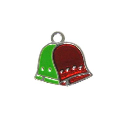 Wholesale Sterling Silver Enamel Bells charm, Christmas Charm
