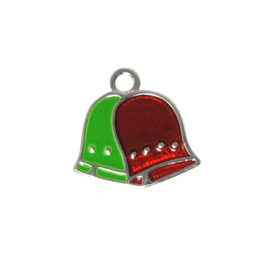 Wholesale Sterling Silver Enamel Bells charm, Christmas Charm