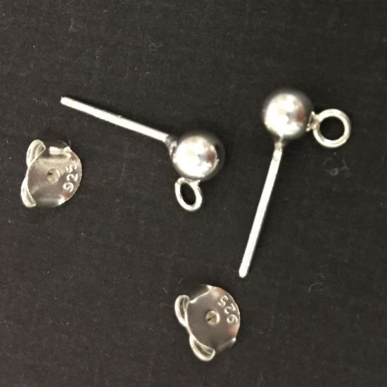 Wholesale Sterling Silver Simple Earring Studs with Ring (1 pair)