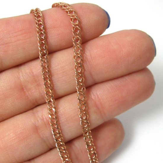 Wholesale Chain, Rose Gold over 925 Sterling Silver Double Diamond Cut Curb Chain, Bulk Chain by the foot
