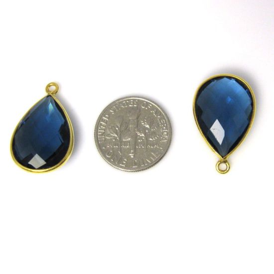 Wholesale Gold plated Sterling Silver Teardrop Bezel Iolite Quartz Gemstone Pendant, Wholesale Gemstone Pendants for Jewelry Making
