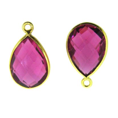Wholesale Gold plated Sterling Silver Small Teardrop Bezel Iolite Quartz Gemstone Pendant, Wholesale Gemstone Pendants for Jewelry Making