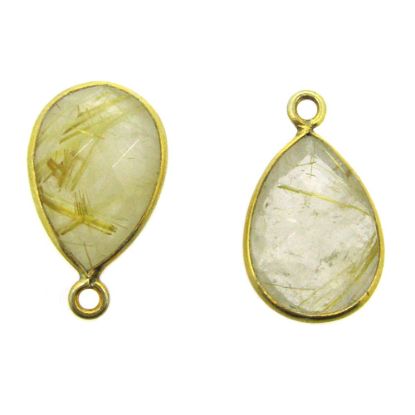 Wholesale Gold plated Sterling Silver Small Teardrop Bezel Iolite Quartz Gemstone Pendant, Wholesale Gemstone Pendants for Jewelry Making