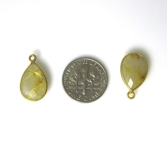 Wholesale Gold plated Sterling Silver Small Teardrop Bezel Iolite Quartz Gemstone Pendant, Wholesale Gemstone Pendants for Jewelry Making