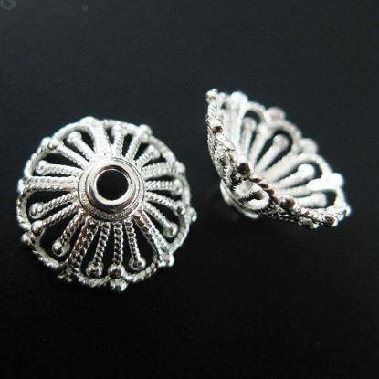 Wholesale 925 Solid Sterling Silver Bead Caps 14mm ( 2pcs)