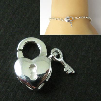 Wholesale Sterling Silver Heart Lock Lobster Clasp Charm (1 pc)