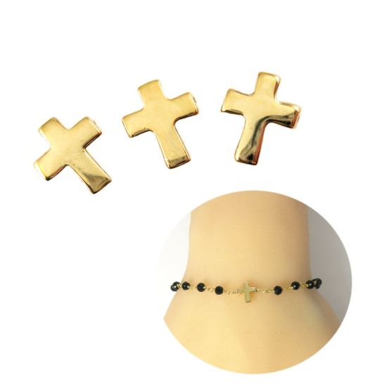 Wholesale Gold plated Sterling Silver Tiny Cross Connector Charms and Pendants for Jewelry Making, Wholesale Findings