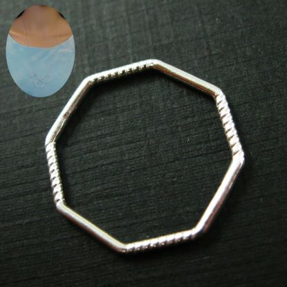 Wholesale Sterling Silver Octagon Closed Ring Connector 19mm, Charms and Pendants for Jewelry Making, Wholesale Findings