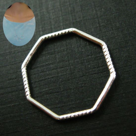 Wholesale Sterling Silver Octagon Closed Ring Connector 19mm, Charms and Pendants for Jewelry Making, Wholesale Findings
