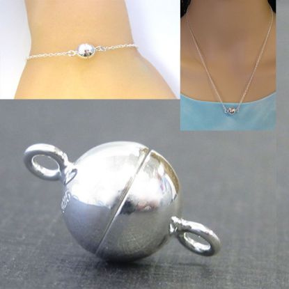 Wholesale Sterling Silver Smooth Shiny Magnetic Ball Clasp - 8mm (1 clasp)