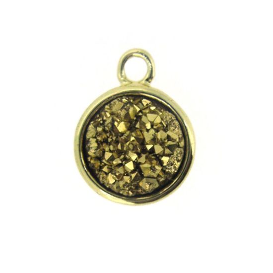 Wholesale Gold or Silver Plated Bezel Round Rainbow Titanium Druzy Charm