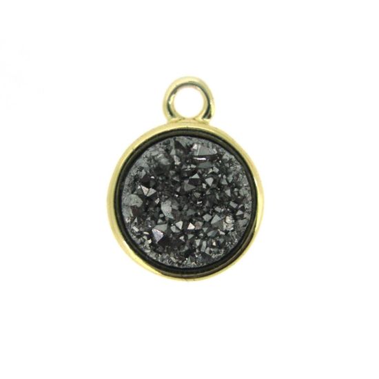 Wholesale Gold or Silver Plated Bezel Round Rainbow Titanium Druzy Charm