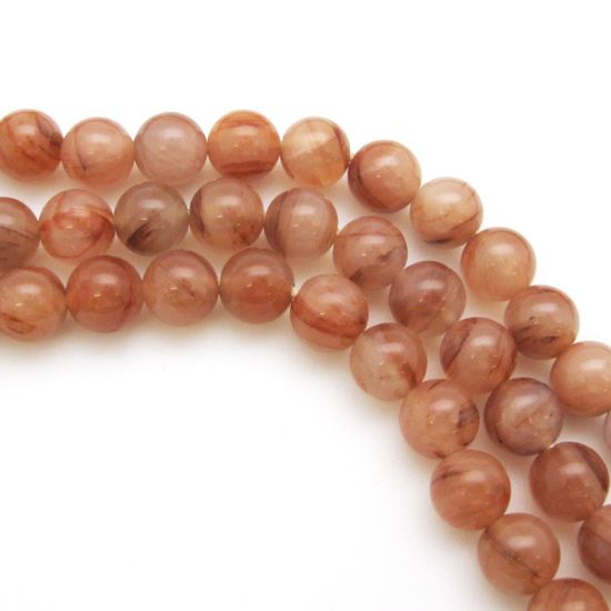 Wholesale Peach Aventurine - Natural Stone - Smooth Round Beads - 8mm (sold per strand)