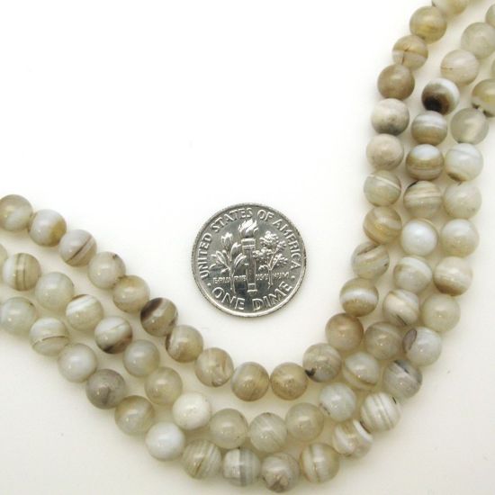 Wholesale Stripe Agate Beads - Smooth Round 6mm (Sold Per Strand)