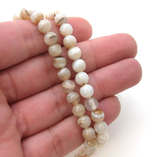 Wholesale Stripe Agate Beads - Smooth Round 6mm (Sold Per Strand)