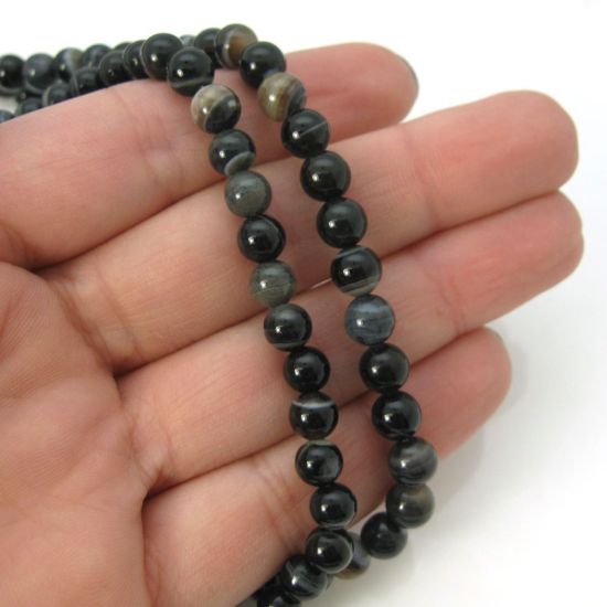 Wholesale Brown Tibet Agate Beads - Smooth Round 6mm (Sold Per Strand)