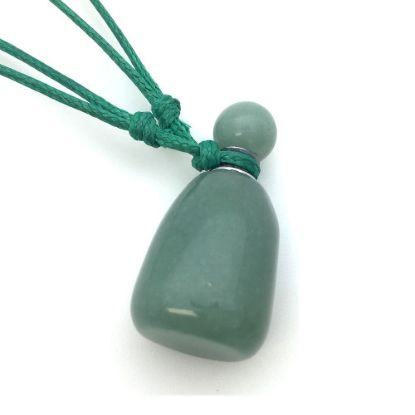 Wholesale Green Agate Essential Oil Bottle with Silk Cord Necklace - Irregular Shape
