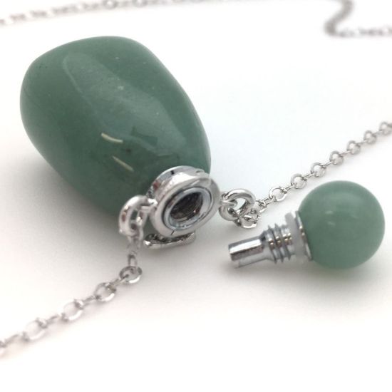 Wholesale Green Agate Essential Oil Bottle with Silk Cord Necklace - Irregular Shape