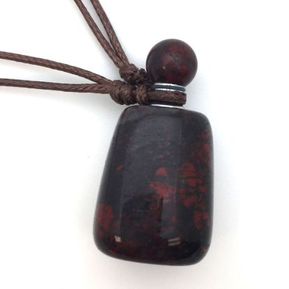 Wholesale Brecciated Jasper Essential Oil Bottle with Silk Cord Necklace - Irregular Shape