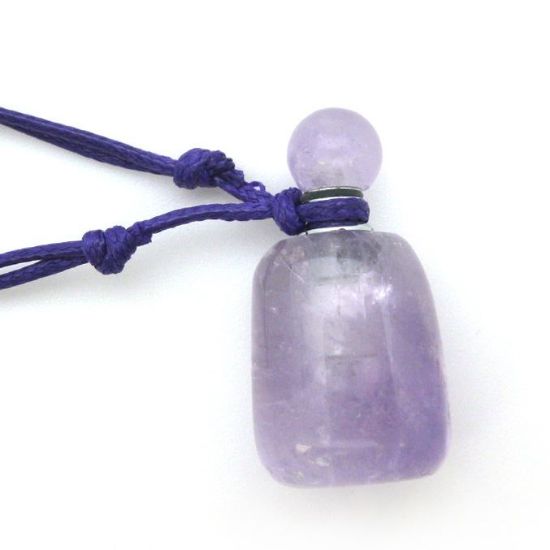 Wholesale Amethyst Essential Oil Bottle with Silk Cord Necklace - Irregular Shape - February Birthstone