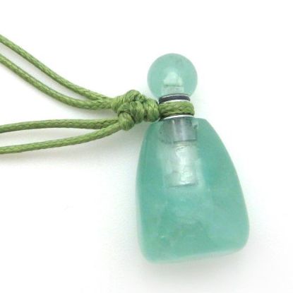 Wholesale Green Fluorite Essential Oil Bottle with Silk Cord Necklace - Irregular Shape
