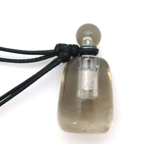 Wholesale Smoky Quartz Essential Oil Bottle with Silk Cord Necklace - Irregular Shape