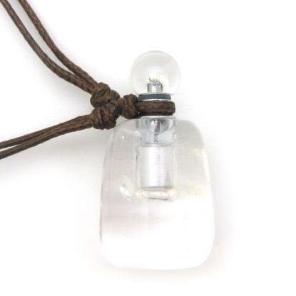 Wholesale Rock Crystal Essential Oil Bottle with Silk Cord Necklace - Irregular Shape