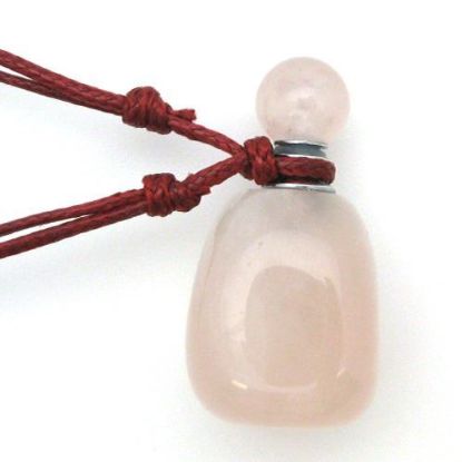 Wholesale Rose Quartz Essential Oil Bottle with Silk Cord Necklace - Irregular Shape