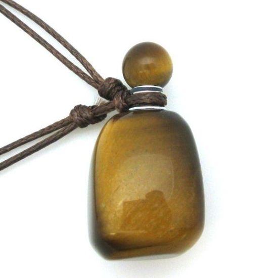 Wholesale Tiger's Eye Essential Oil Bottle with Silk Cord Necklace - Irregular Shape