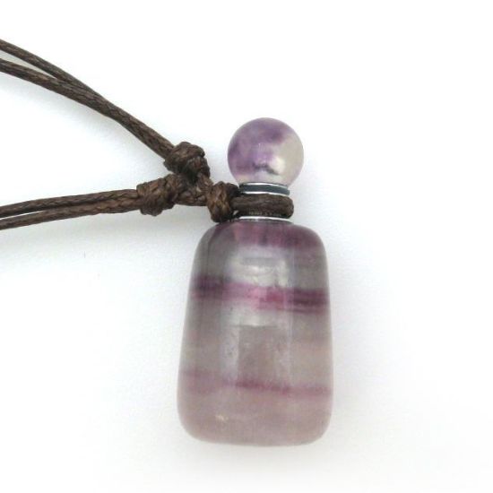 Wholesale Wholesale Rainbow Fluorite (with more clear) Essential Oil Bottle with Silk Cord Necklace - Irregular Shap
