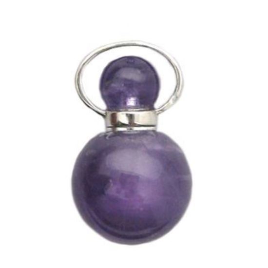 Wholesale Amethyst essential oil bottle, Mini 2- Beaded Shape - February Birthstone