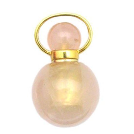 Wholesale Rose Quartz Gold Plated Essential oil bottle, Mini 2- Beaded Shape