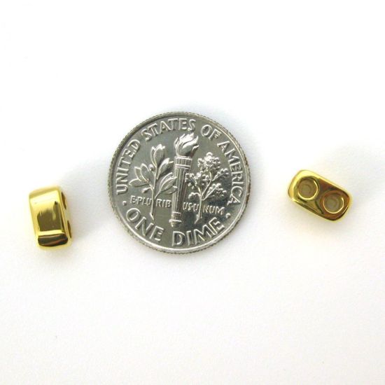 Wholesale Gold Over Sterling Silver Sliding Beads with Silicone - Double Hole Stopper Beads (1 piece)