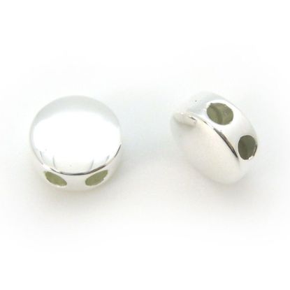 Wholesale Sterling Silver Circle Shaped Sliding Beads with Silicone-Double Hole Stopper Beads (1 piece)