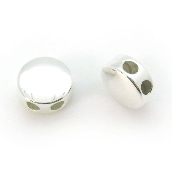 Wholesale Sterling Silver Circle Shaped Sliding Beads with Silicone-Double Hole Stopper Beads (1 piece)