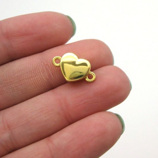 Wholesale Gold Plated Sterling Silver Smooth Shiny Heart Magnetic Clasp (1 clasp)