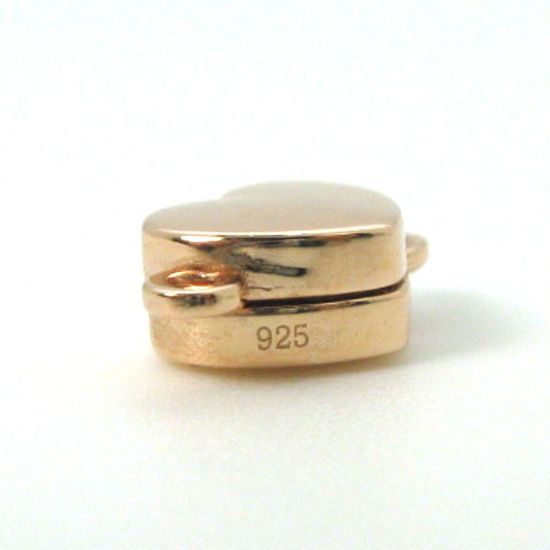 Wholesale Rose Gold Plated Sterling Silver Smooth Shiny Heart Magnetic Clasp (1 clasp)