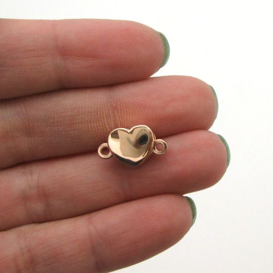 Wholesale Rose Gold Plated Sterling Silver Smooth Shiny Heart Magnetic Clasp (1 clasp)