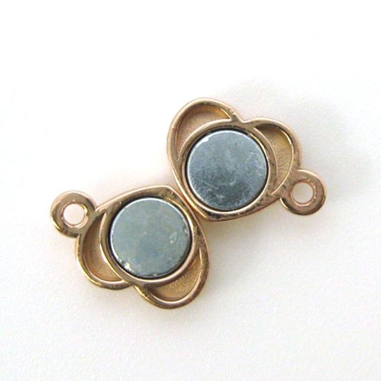 Wholesale Rose Gold Plated Sterling Silver Smooth Shiny Heart Magnetic Clasp (1 clasp)