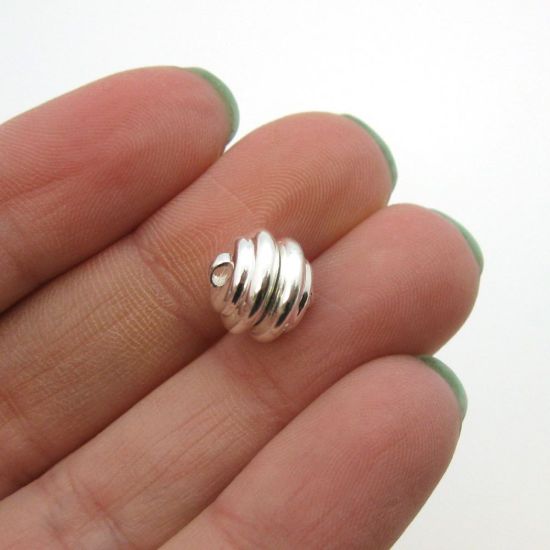 Wholesale Sterling Silver Round Ribbed Magnetic Clasp (1 clasp)