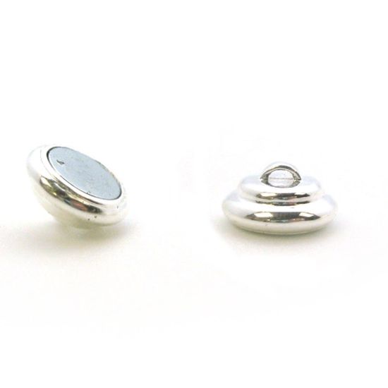 Wholesale Sterling Silver Round Ribbed Magnetic Clasp (1 clasp)
