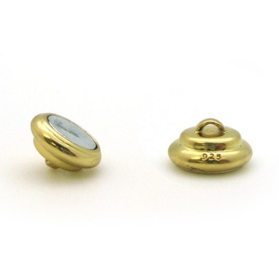 Wholesale Gold Plated Sterling Silver Round Ribbed Magnetic Clasp (1 clasp)