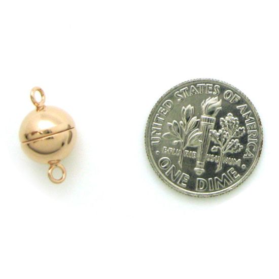 Wholesale Rose Gold Plated Sterling Silver Smooth Shiny Magnetic Ball Clasp - 8mm (1 clasp)
