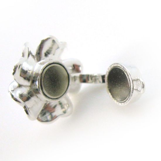 Wholesale Sterling Silver Magnetic Flower Bail Clasp - 13mm (1 clasp)