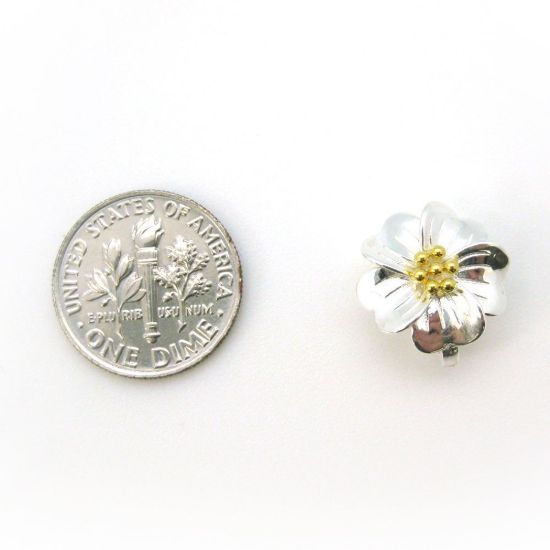 Wholesale Sterling Silver Two Tone Magnetic Flower Bail Clasp (1 clasp)