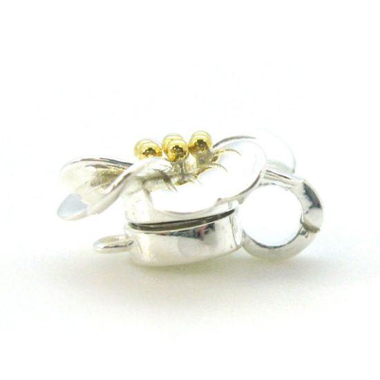 Wholesale Sterling Silver Two Tone Magnetic Flower Bail Clasp (1 clasp)
