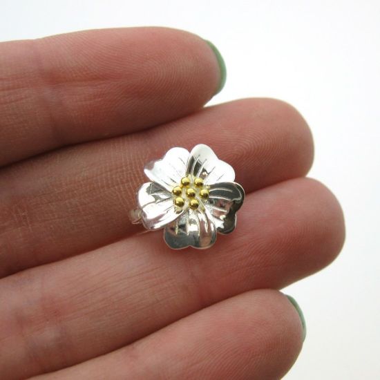 Wholesale Sterling Silver Two Tone Magnetic Flower Bail Clasp (1 clasp)