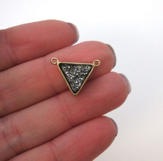Wholesale Gold Plated Gold Agate Titanium Triangle Druzy Connector