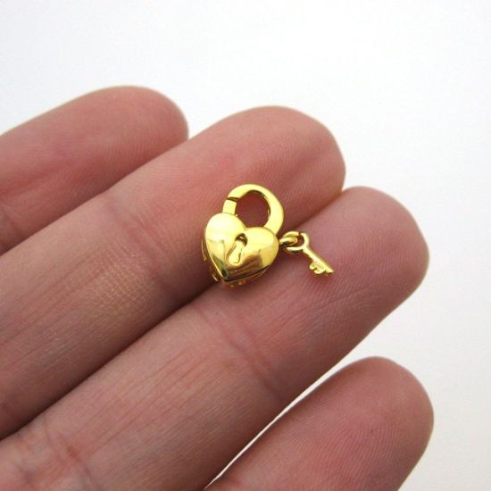 Wholesale Gold Over Sterling Silver Heart Lock Lobster Clasp (1 pc)